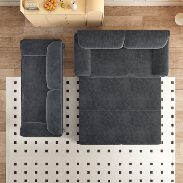 English Elm 66" Queen Pull Out Sofa Bed - 3-In-1 Convertible Velvet Loveseat With Side Storage For Small Spaces W1885S00223