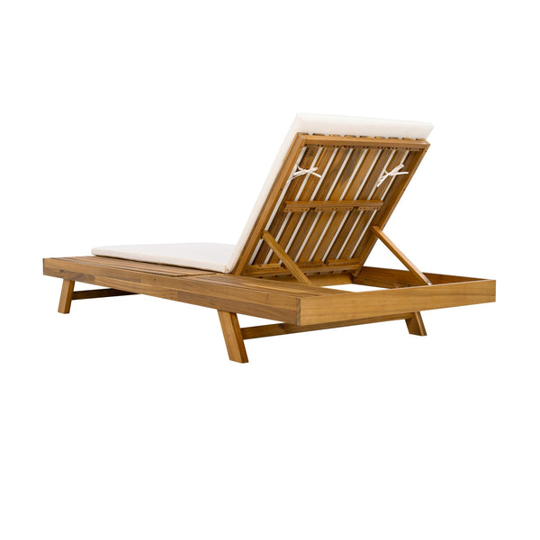 English Elm Christopher Knight Home® - Lounge Chaise Set - Stylish Acacia Wood, Water-Resistant Cushions, Adjustable Comfort For Outdoors! N770P253442T_N770P253018C