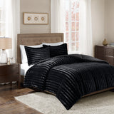 Madison Park Duke Glam/Luxury Faux Fur Comforter Mini Set MP10-3065 Black