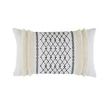 Bea Global Inspired Embroidered Cotton Oblong Pillow with Tassels