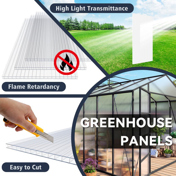 English Elm 5' 5 Ft Twin Wall Polycarbonate Greenhouse Panels 12 Pack Uv Blocking Insulated Sheets W3213P460541