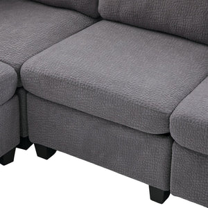 English Elm UNITED Modular 6-Seat Sectional Sofa with Removable Ottoman, Storage Compartments, Convertible Comfort Gray W1568S00245