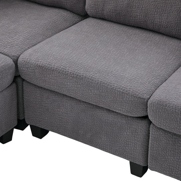 English Elm UNITED Modular 6-Seat Sectional Sofa with Removable Ottoman, Storage Compartments, Convertible Comfort Gray W1568S00245