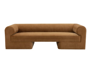 Sunpan Ionic Sofa - Contemporary Elegance with Rounded Comfort, Luxurious Upholstery for Any Space Meg Gold