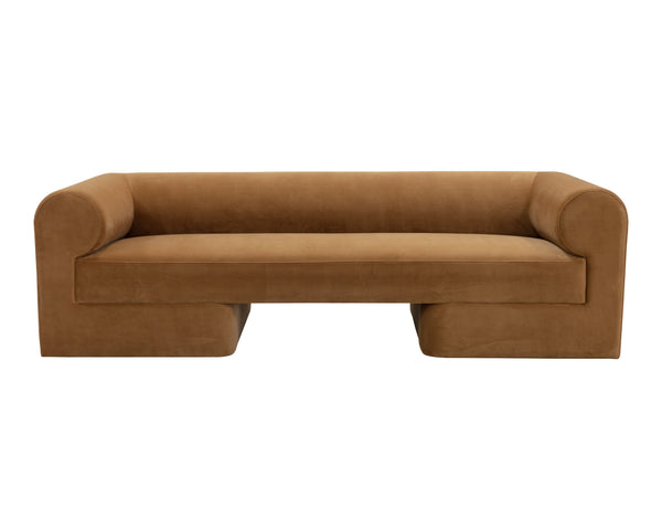 Sunpan Ionic Sofa - Contemporary Elegance with Rounded Comfort, Luxurious Upholstery for Any Space Meg Gold