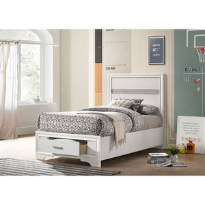 English Elm Urbana White Twin Storage Bed With Glamorous Glitter Panels & Convenient Slide-Out Drawers B062S00692-GIGA