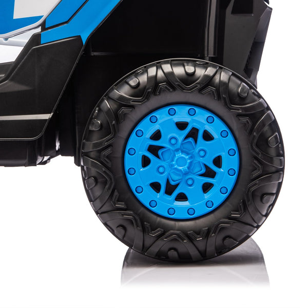 English Elm 12v Kids Electric Utv Ride on Toy with Parental Remote Swing Function and Shock Absorbers Blue W1578P368161