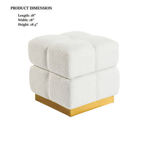 English Elm Contemporary Velvet Accent Stool with Gold Stainless Steel Base, Pleated Bow-Tie Design, Luxe Seat Beige 19 L x 19 W x 19 H B2741P388381