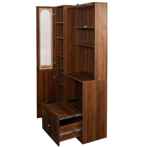 English Elm Kitchen Farmhouse Pantry Cabinet Tall Freestanding Three Door Pull Out Organizer W331S00212