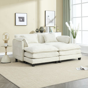 English Elm United Cozy Two-Seat Chenille Sofa With Detachable Armrests, Footstools, And Side Pockets For Comfort P2 W1568S00137-GIGA