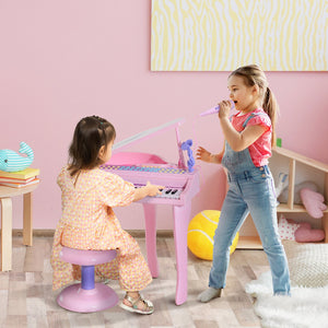 English Elm Qaba 37-Key Kids Piano Toy with Mic, Stool, LED Learn Mode, 22 Songs, MP3/USB, Record/Playback W2225P249793