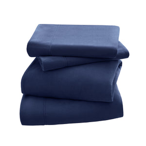 JLA Home Peak Performance - Anti-Pill Microfleece Sheet Set with Scotchgard Stain-Release, OEKO-TEX Certified for Safety and Durability Navy SHET20-586