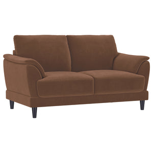 English Elm Dania Rust Woven Fabric Sofa and Loveseat Set with Tufted Crescent Arms B062S01663