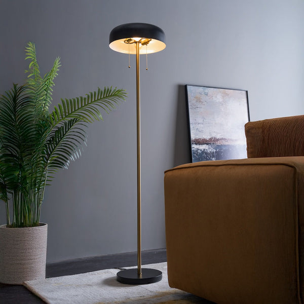 English Elm Ashcroft Furniture - Modern Floor Lamp - Sleek Vesper Design In Black & White For Cozy Living Room, Bedroom & Office Use B183P315090