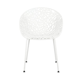 English Elm Christopher Knight Home® - Neiman Outdoor Dining Chair Set of 2 with Weather-Resistant Iron Frame and Perforated Diamond Design White N775P256374W