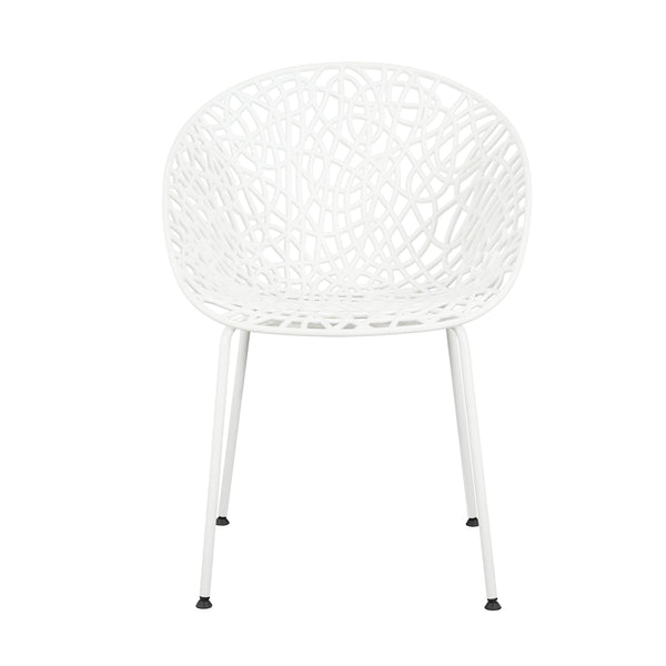English Elm Christopher Knight Home® - Neiman Outdoor Dining Chair Set of 2 with Weather-Resistant Iron Frame and Perforated Diamond Design White N775P256374W