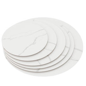 English Elm 36"inch Round Tempered Glass Tabletop Marble Print Indoor Outdoor Dining Patio White W241P361464