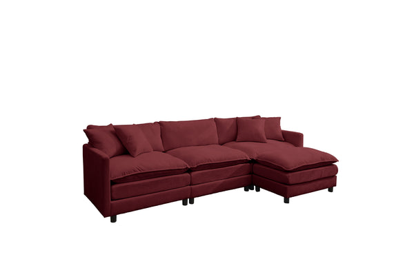 English Elm 108-inch Modular Chenille Sectional Sofa Deep Seat L-shape for Open Living Rooms Red W2795S00048