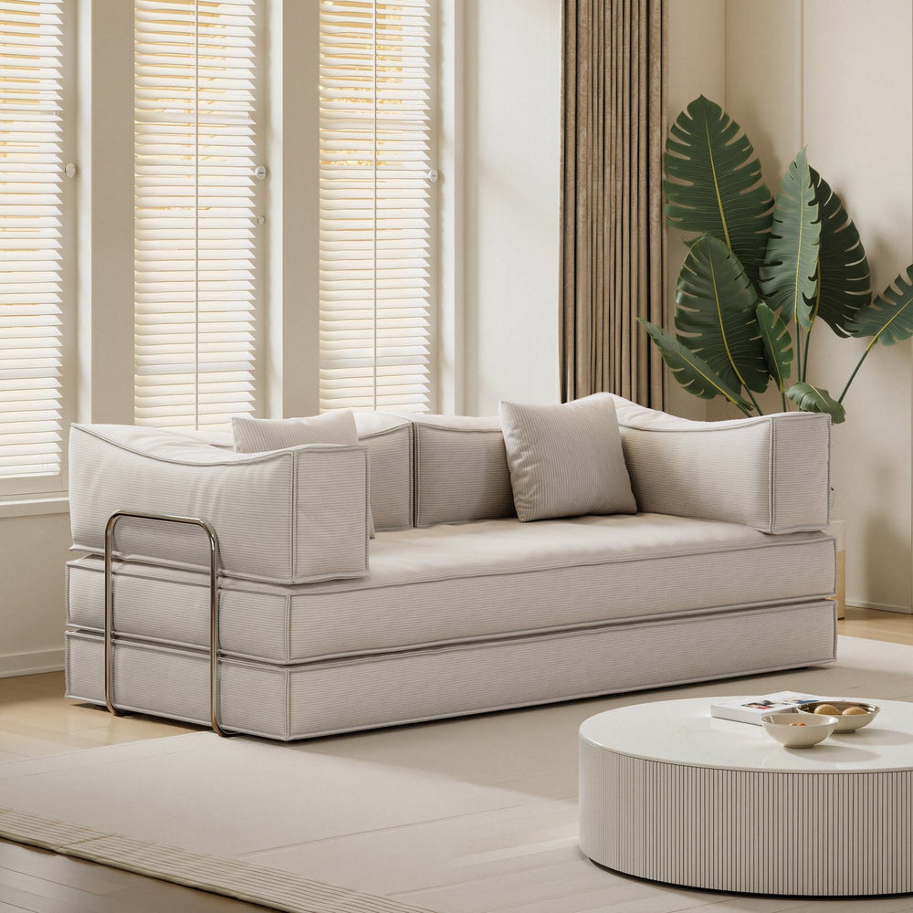 English Elm 78.8Inch Modular Convertible Sofa Bed - Stylish Pudding Block Design For Living Room & Bedroom Comfort W3147P278131