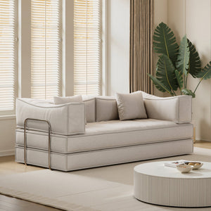 English Elm 78.8Inch Modular Convertible Sofa Bed - Stylish Pudding Block Design For Living Room & Bedroom Comfort W3147P278131