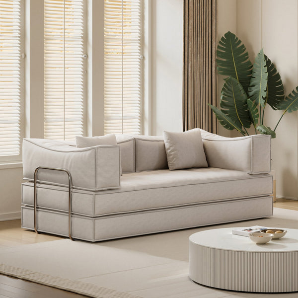 English Elm 78.8Inch Modular Convertible Sofa Bed - Stylish Pudding Block Design For Living Room & Bedroom Comfort W3147P278131