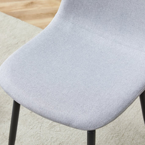 English Elm Comfortable Linen-Cotton Dining Chairs Set of Four with Curved Widened Cushions and Black Legs, Breathable Upholstery Light Gray 23.43 L x 22.83 W x 19.29 H W1512P409477