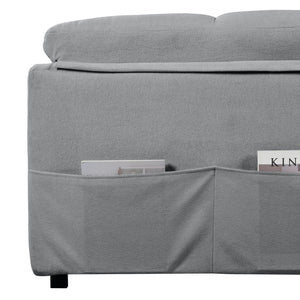 English Elm Convertible Pull Out Sofa Bed Queen Size with Steel Frame, Dual Armrests, Chenille Sleeper Couch with Storage and Casters Grey W3163P269700