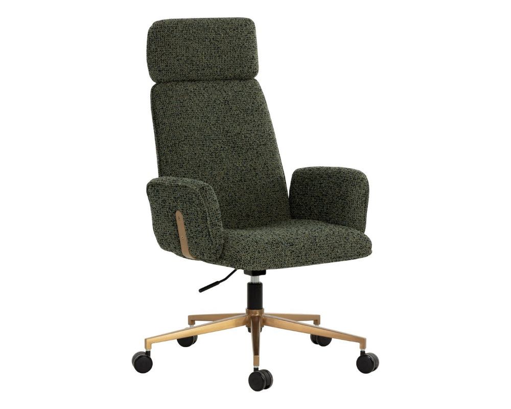Sunpan KALEV Office Chair - Elegant Noah Meadow Fabric, Plush Comfort & Stylish Metallic Accents for Work 112383