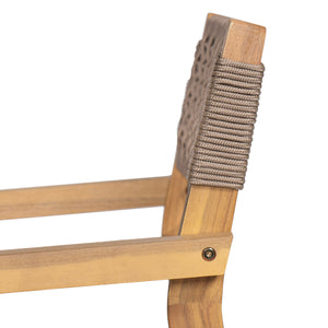 English Elm Christopher Knight Home® - Outdoor Rope Woven Acacia Dining Chair Set with Breathable Backrest and Durable Weather‑Resistant Wood Light Teak 39.5 L x 24.25 W x 10.25 H N776P247440L