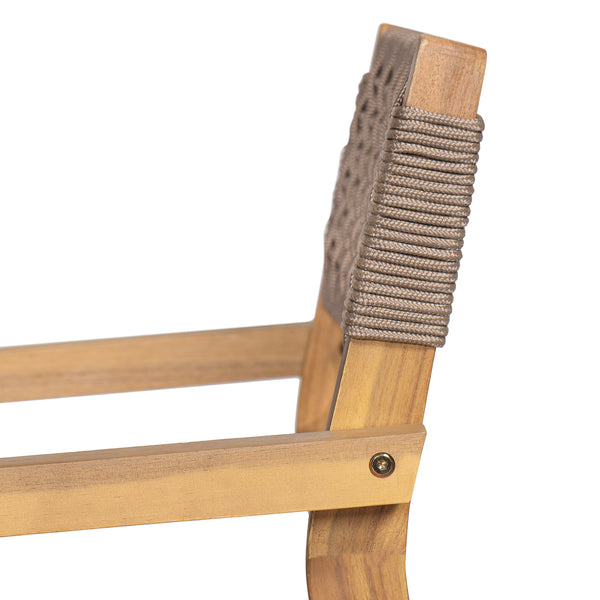 English Elm Christopher Knight Home® - Outdoor Rope Woven Acacia Dining Chair Set with Breathable Backrest and Durable Weather‑Resistant Wood Light Teak 39.5 L x 24.25 W x 10.25 H N776P247440L