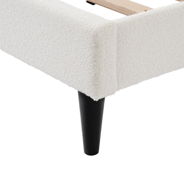 English Elm Christopher Knight Home® - Lambswool Petal Headboard Bed Frame In Cream – Elegant, Soft Design With Ambient Light For Queen Size N769P272030W