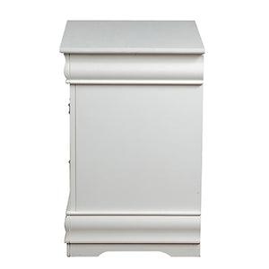 English Elm White Classic 2-Drawer Nightstand with Brushed Nickel Handles — Compact Louis Philippe Style Storage B062P189239