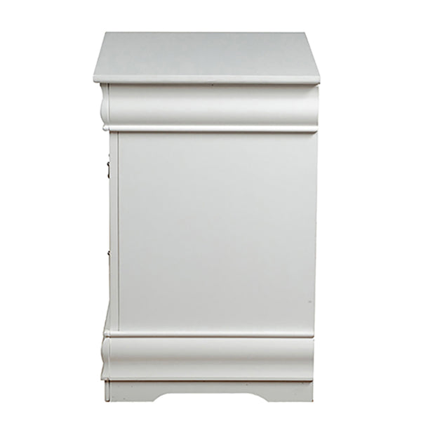 English Elm White Classic 2-Drawer Nightstand with Brushed Nickel Handles — Compact Louis Philippe Style Storage B062P189239