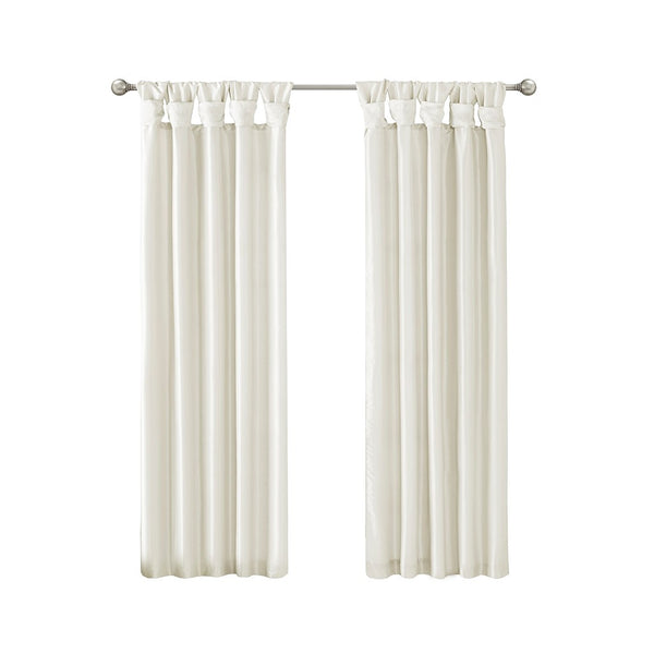 English Elm Twist Faux Silk Lined Window Curtain Panel with Twist Tab Top for Privacy and Luxe Sheen, 50x120 White 2.95 L x 10.04 W x 10.24 H B03598110