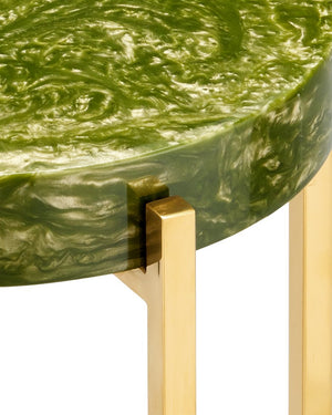 Currey & Company Rina Teal Drinks Table – Elegant Artisan Crafted Design With Stunning Organic Pattern And Metal Frame Natural Composite ,Stainless Steel 4000-0228-currey-company