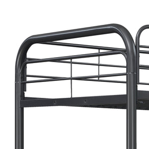 English Elm Furniture Triple Bunk Bed Black - Heavy Duty Steel Twin/Twin/Twin, Quiet Sturdy Frame, Safe Stairs W2297S00012