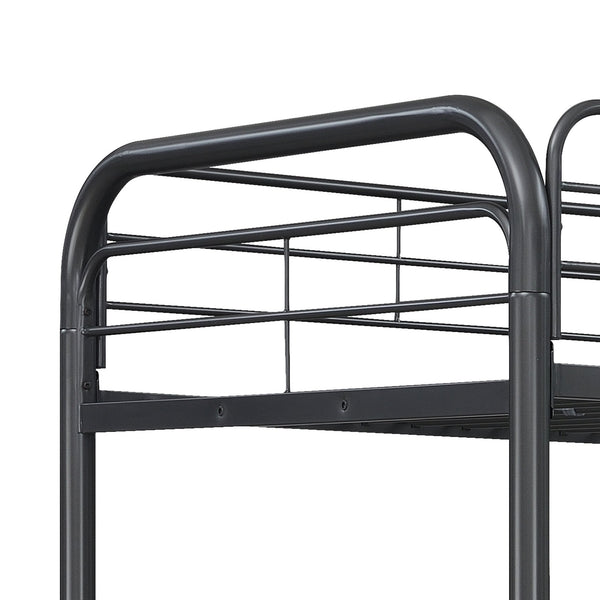 English Elm Furniture Triple Bunk Bed Black - Heavy Duty Steel Twin/Twin/Twin, Quiet Sturdy Frame, Safe Stairs W2297S00012
