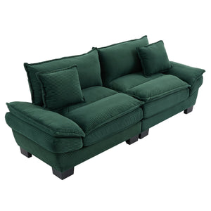 English Elm Corduroy Modern Sofa Sleeper Loveseat with Double-Layer Cushions, Two Pillows, Sturdy Frame 84" Green W676P227343