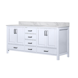 English Elm White Double Bath Vanity With Carrara Marble Top – Elegant Design, Ample Storage & Timeless Finish B2731P258901-GIGA