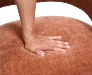 English Elm Rustic Orange Accent Arm Chair with Casters, Barrel Back, Neutral Textured Fabric, 25.6"W x 31.5"H B2741P401363