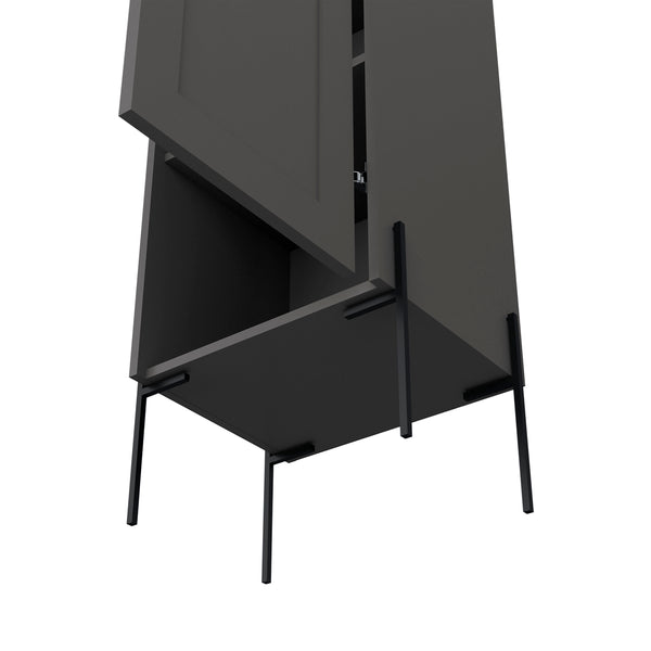 English Elm Linen Vertical Storage Cabinet 29.7"H with Four Open Shelves and Sturdy Legs for Compact Rooms Grey 68.5 L x 20.47 W x 4.72 H B097P250889