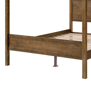 English Elm Christopher Knight Home® - Queen Solid Antique Oak Canopy Bed Frame with High-Density Slats, 800lb Support & 10" Storage Clearance N758Q877980N