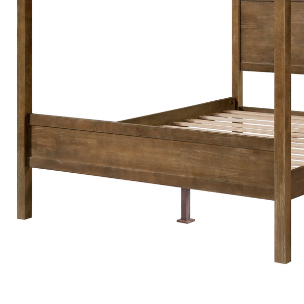 English Elm Christopher Knight Home® - Queen Solid Antique Oak Canopy Bed Frame with High-Density Slats, 800lb Support & 10" Storage Clearance N758Q877980N