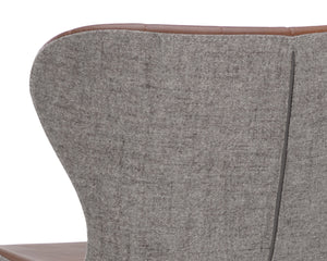 Sunpan Arabella Mid-Century Modern Bar Stool with Clamshell Tufting and Stylish Black Steel Legs Bravo Cognac / November Grey