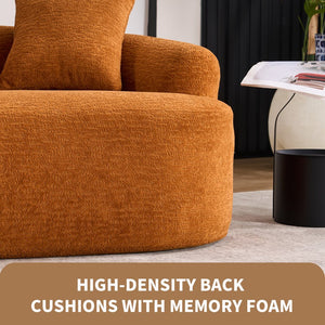 English Elm LY-025S Curved Loveseat Compact 65" Space-Saving Chenille Upholstery, 30D Foam+Spring Comfort Orange W2231P261292