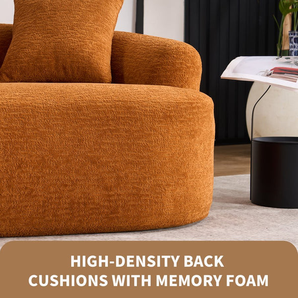 English Elm LY-025S Curved Loveseat Compact 65" Space-Saving Chenille Upholstery, 30D Foam+Spring Comfort Orange W2231P261292