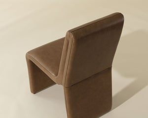 Sunpan CASCATA Dining Chair - Luxurious Marseille Camel Leather with Sculptural Design & Timeless Comfort 111012V