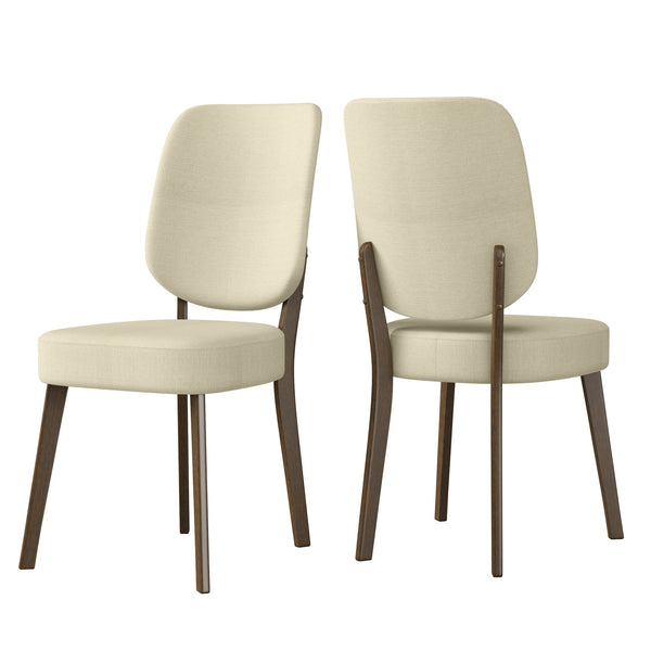 English Elm Dellers Mid-century Upholstered Dining Chair Set Walnut Tapered Legs Foam Cushion Oatmeal B127P495084