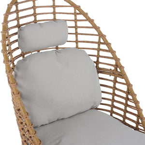 English Elm Christopher Knight Home® - Ellis Outdoor Wicker High-Back Swivel Lounge Chair with Teak Legs, 360° Pivot, Weatherproof Rattan & Cushions N775P271983B