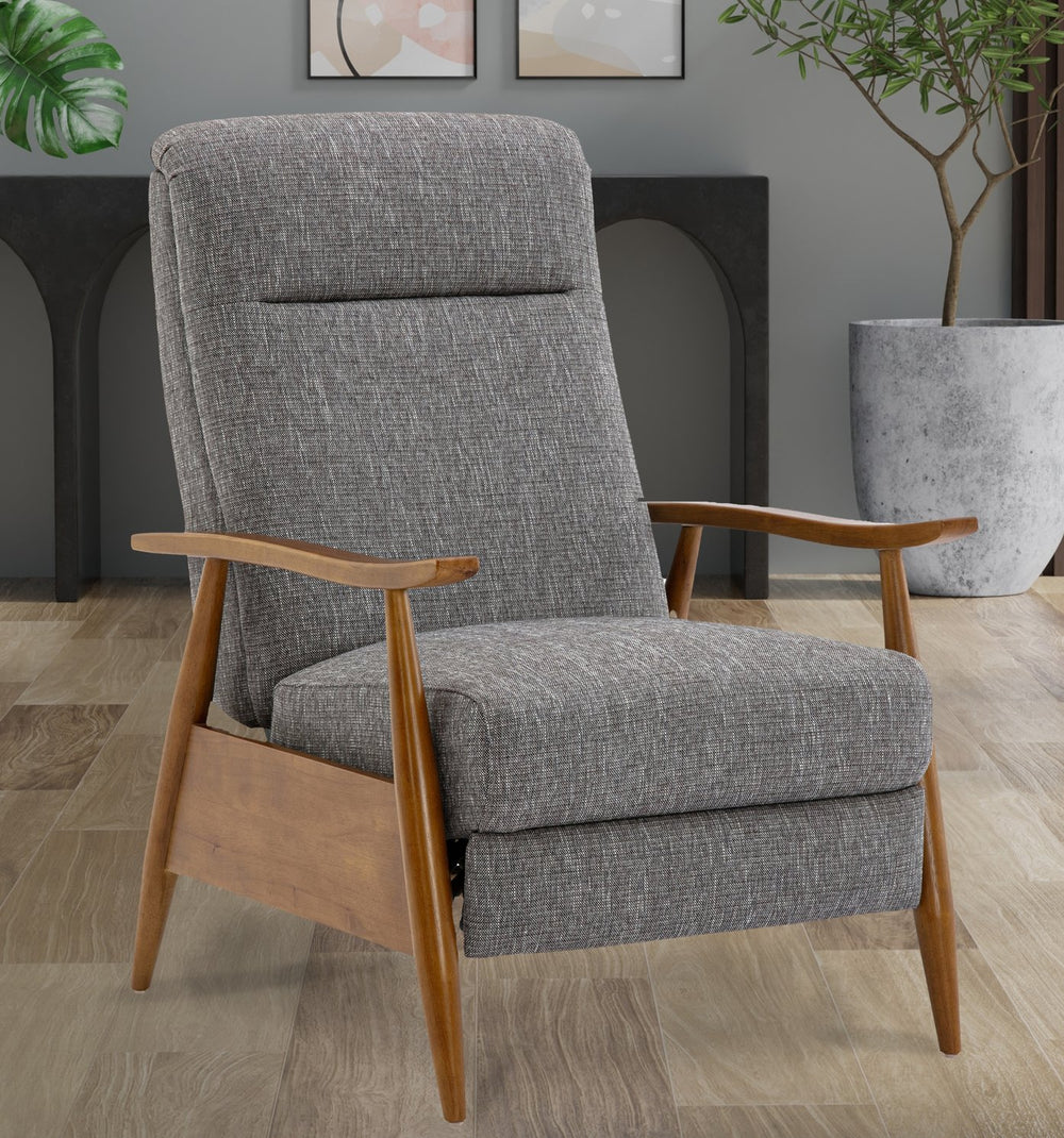 English Elm Tustin Wood Arm Push Back Recliner with Stain-Resistant Performance Fabric and Chestnut Legs, Cozy Comfort Gray B050P281019